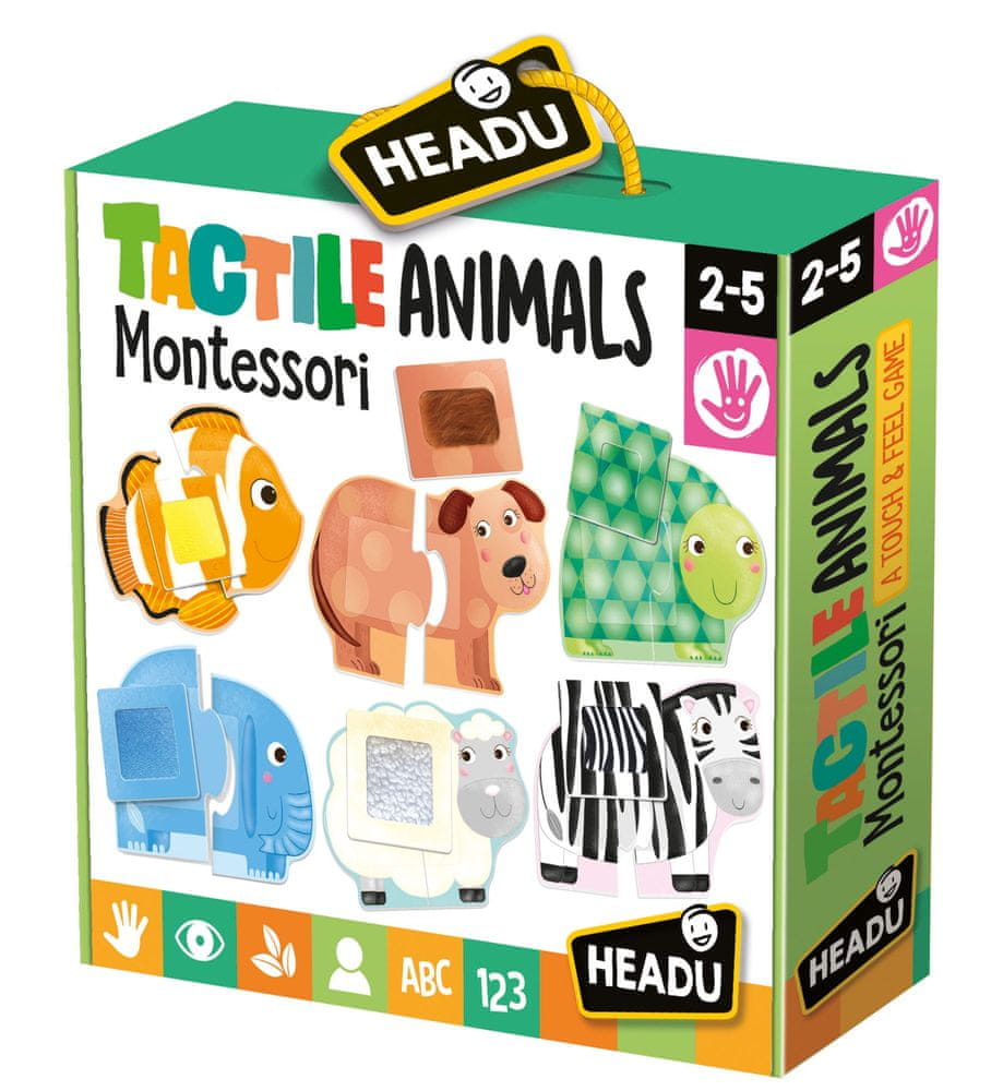 Headu Montessori Dotykové puzzle - Zvieratká